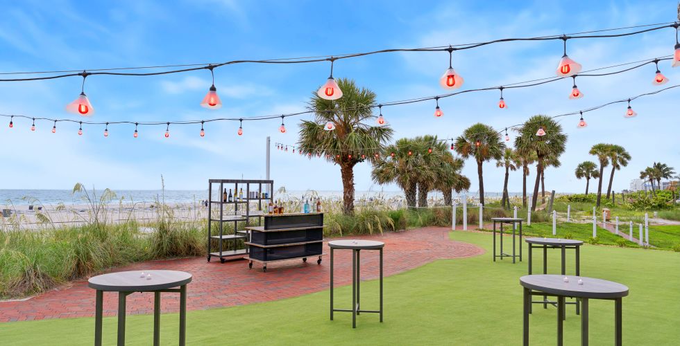 A Park With Tables And Chairs