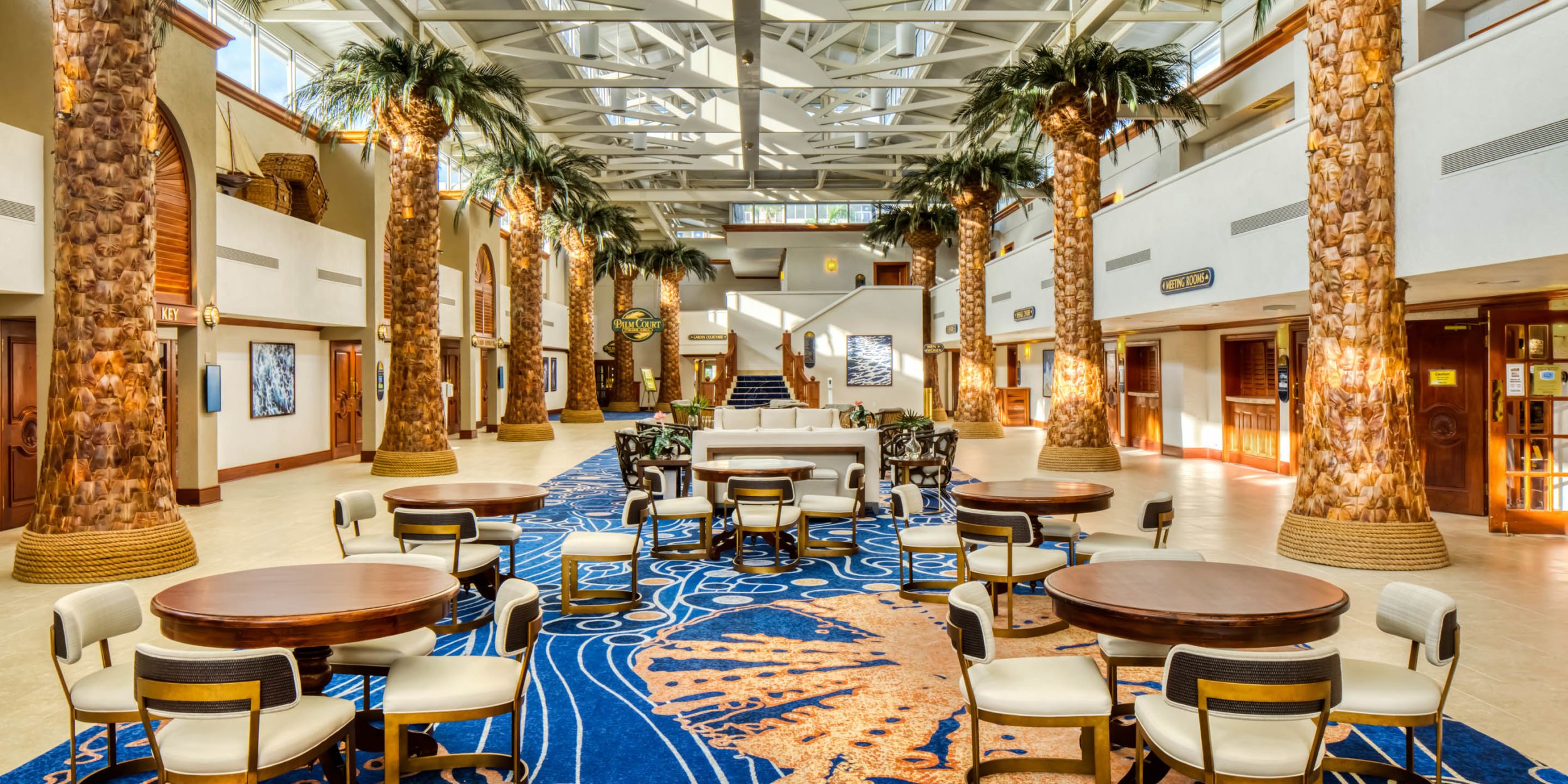 A Dining Room Table In Front Of A Building