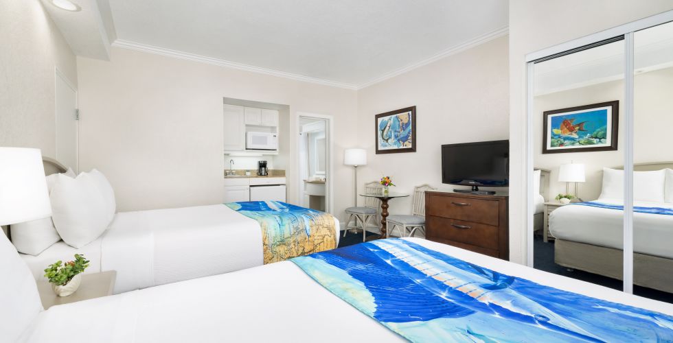 A Bedroom With A Bed And A Tv